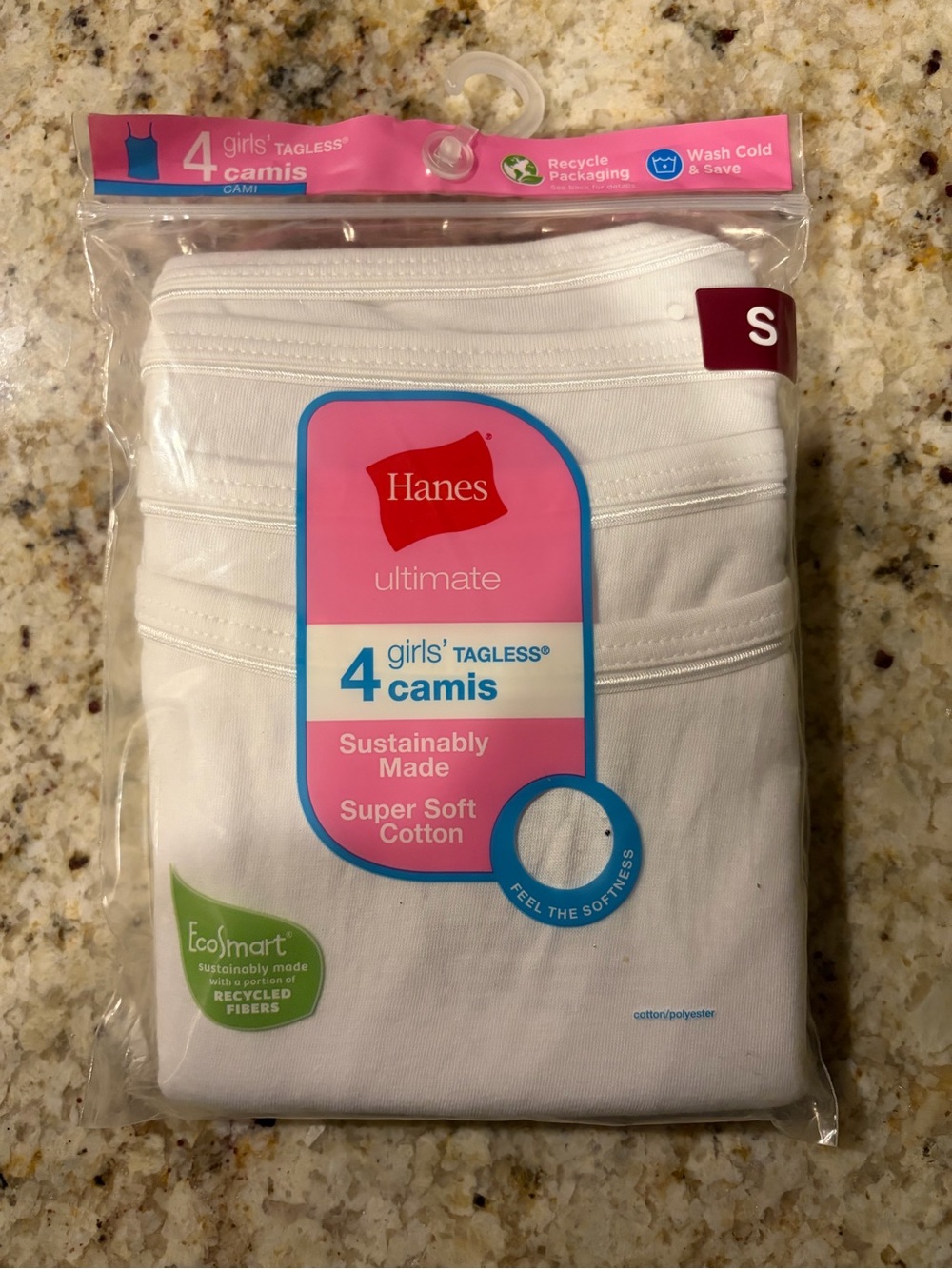 Hanes Girls' White Tagless Camisole 4-Pack